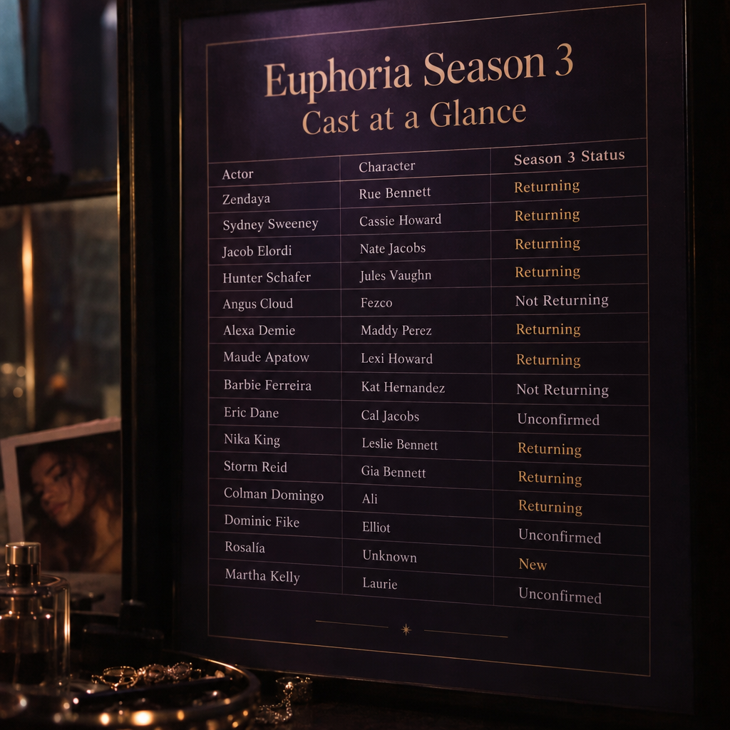 Season 3 Cast Status Table