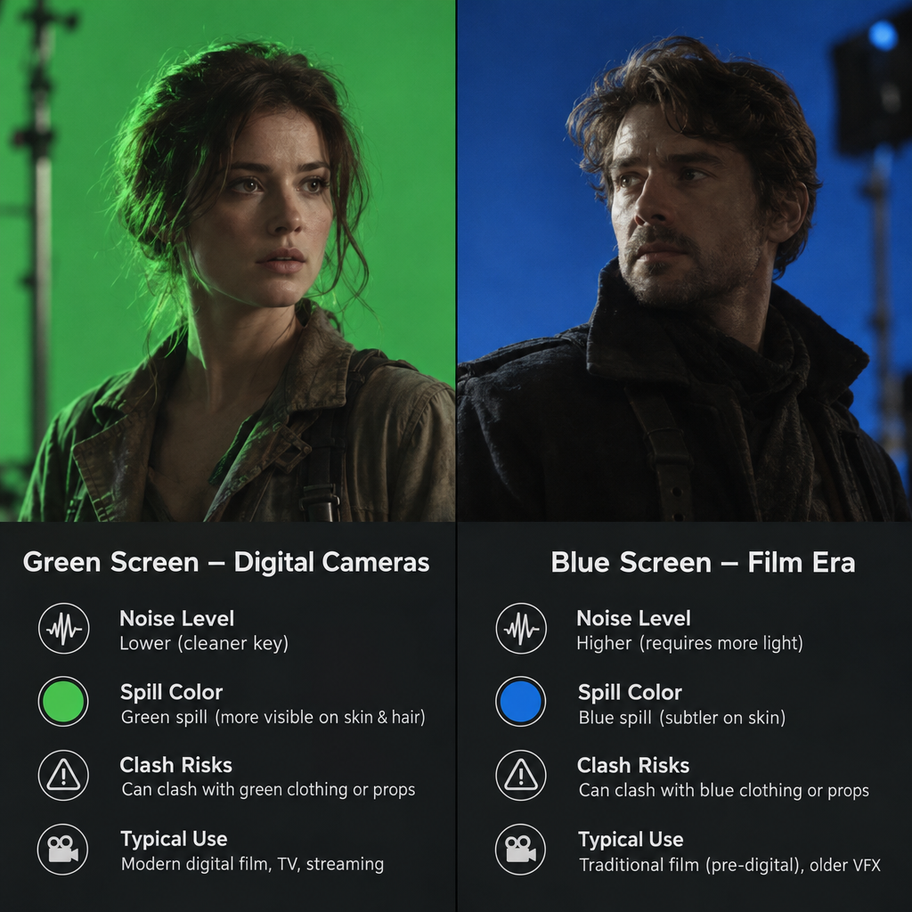 Green Screen vs Blue Screen Comparison Chart