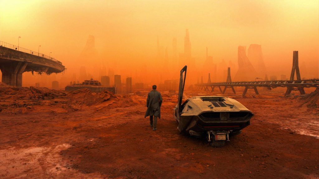 Blade Runner 2049 (2017) orange haze wasteland, shot by Roger Deakins